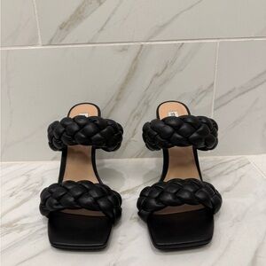 Elegant Black Braided Women's Sandals